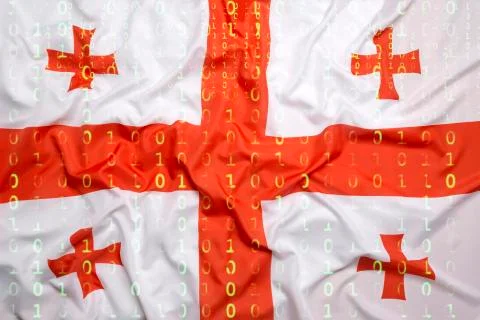 Binary code with Georgia flag, data protection concept イラスト素材