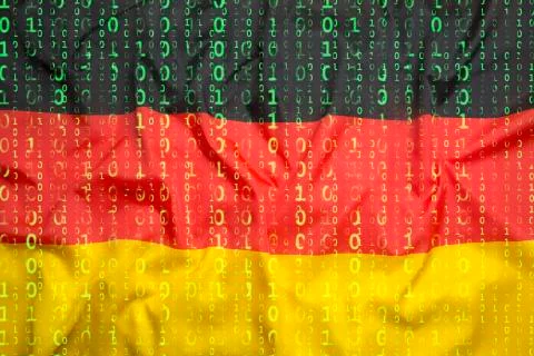 Binary code with Germany flag, data protection concept 스톡 일러스트