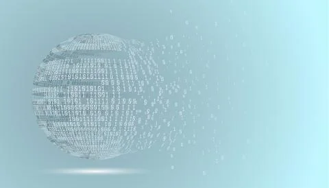 Binary code globe. Technology planet. Big data. Global network. Artificial Stock Illustration
