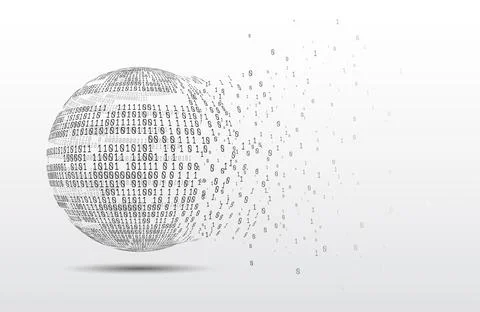 Binary code globe. Technology planet. Big data. Global network. Artificial Stock Illustration