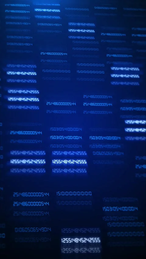 Binary Code Glow Numbers in Lines Background. Sequence Matrix Color Blue Stock Footage 312584656