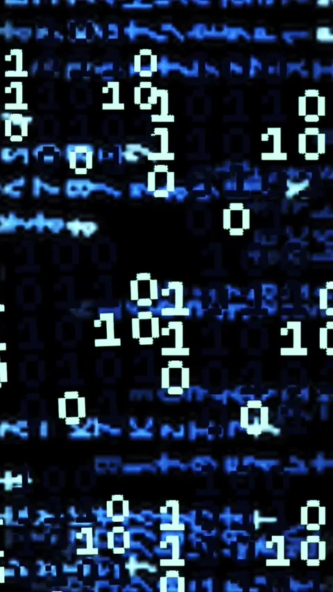 Binary code glowing in digital darkness looped animated video Stock Footage 332498142
