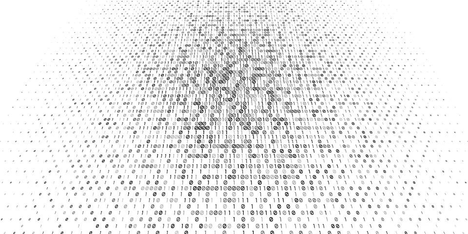 Binary Code Gradient Background with Abstract 3D Perspective. Matrix backgr.. Stock Illustration