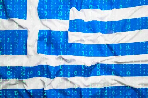 Binary code with Greece flag, data protection concept Stock Illustration