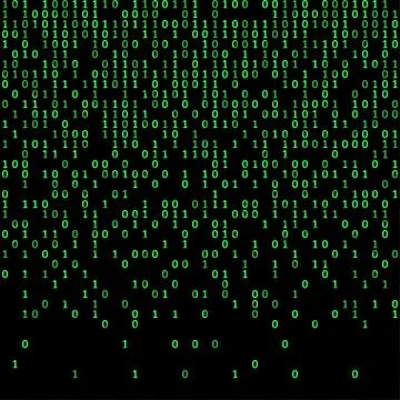 Binary code green and dark background, digits on screen. Stock Illustration