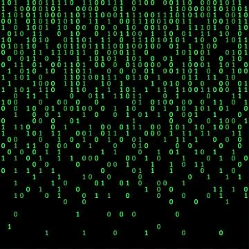 Binary code green and dark background, digits on screen. Algorithm binary, data Stockillustratie