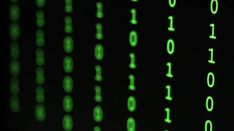 Binary code in green digits on a computer screen Video stock 71731892