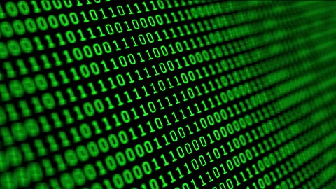 Binary code green digits move at black animation Stock Footage 170925571
