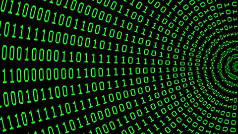 Binary code green digits move at black animation Stock Footage 170926308
