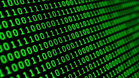 Binary code green digits move at black animation Stock Footage 170926942