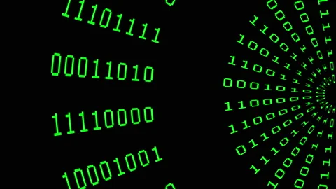 Binary code green digits move at black animation Stock Footage 170927478