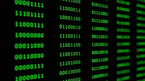 Binary code green digits move at black animation Stock Footage 170927703
