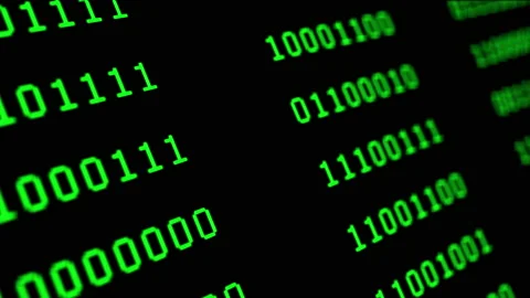 Binary code green digits move at black animation Stock Footage 170927773