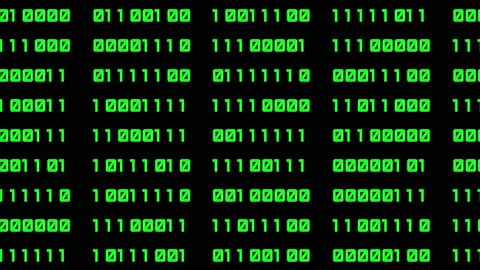 Binary code green digits move at black animation Stock Footage 171057355