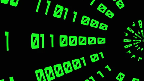 Binary code green digits move at black animation Stock Footage 171057371
