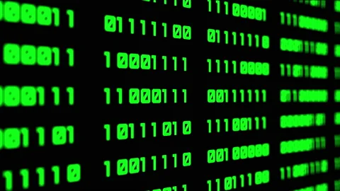 Binary code green digits move at black animation Stock Footage 171057530