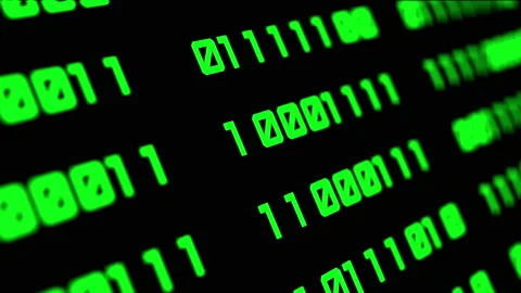 Binary code green digits move at black animation Stock Footage 171057546