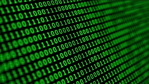 Binary code green digits move at black animation Stock Footage 172106671