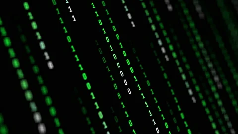 Binary code green digits move at black animation Stock Footage 172106800