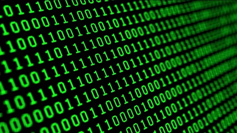 Binary code green digits move at black animation Stock Footage 172109337