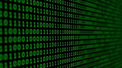 Binary code green digits move at black animation Stock Footage 172134125