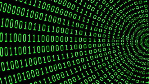 Binary code green digits move at black animation Stock Footage 172134174