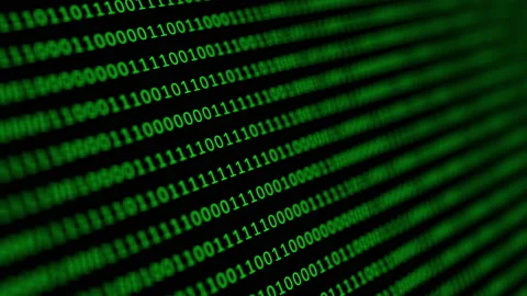 Binary code green digits move at black animation Stock Footage 172147145