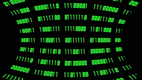 Binary code green digits move at black animation Stock Footage 179052612