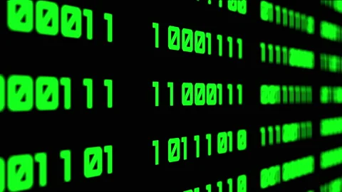 Binary code green digits move at black animation Stock Footage 179053392