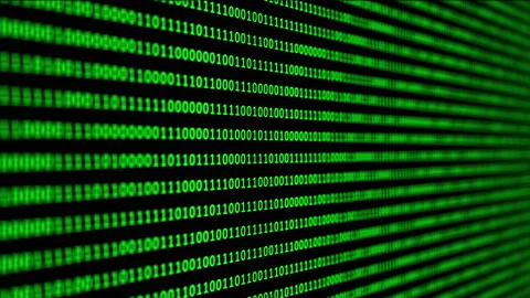 Binary code green digits move at black animation Stock Footage 180615587