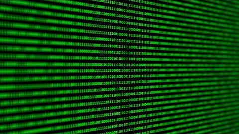Binary code green digits move at black animation Stock Footage 183430411