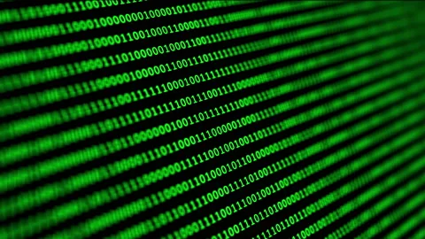 Binary code green digits move at black animation Stock Footage 183432818