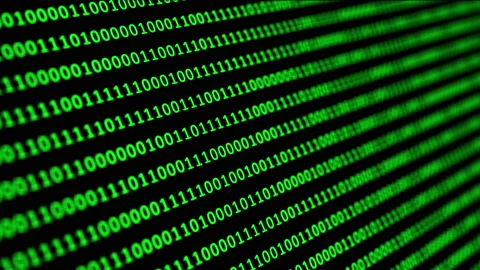 Binary code green digits move at black animation Stock Footage 183485894