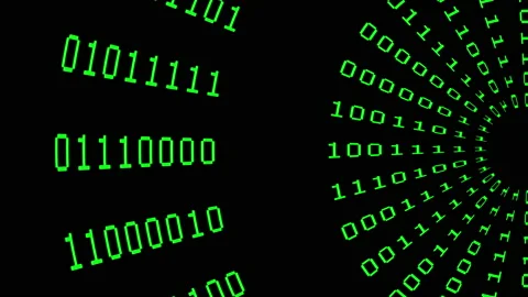 Binary code green digits move at black animation Stock Footage 188027229