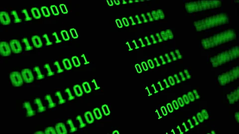 Binary code green digits move at black animation Stock Footage 188048403