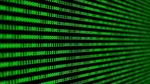 Binary code green digits move at black animation Stock Footage 188136747