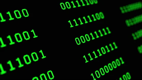 Binary code green digits move at black animation Stock Footage 188138747