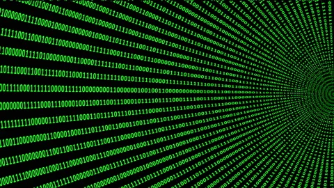 Binary code green digits move at black animation Stock Footage 195001736