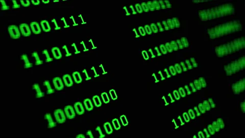 Binary code green digits move at black animation Stock Footage 195001904