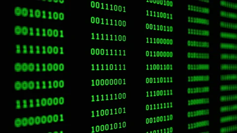 Binary code green digits move at black animation Stock Footage 195002005