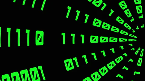 Binary code green digits move at black animation Stock Footage 202247805