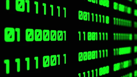Binary code green digits move at black animation Stock Footage 202252568