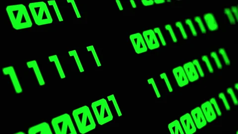 Binary code green digits move at black animation Stock Footage 202252774