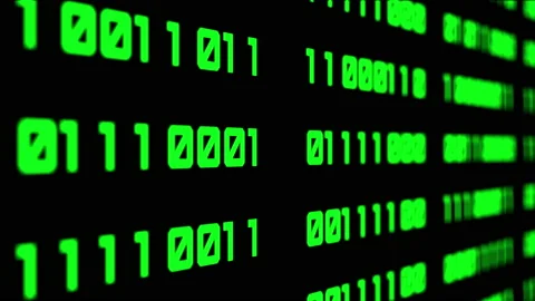 Binary code green digits move at black animation Stock Footage 218392829