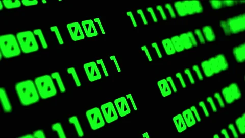 Binary code green digits move at black animation Stock Footage 218393059