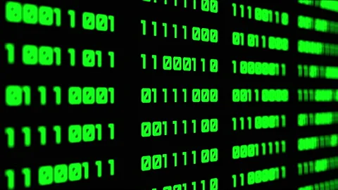 Binary code green digits move at black animation Stock Footage 218433289