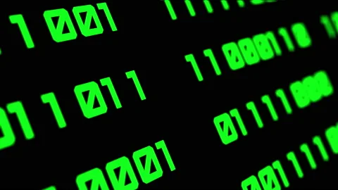 Binary code green digits move at black animation Stock Footage 218433536