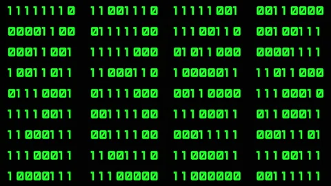 Binary code green digits move at black animation Stock Footage 218433917