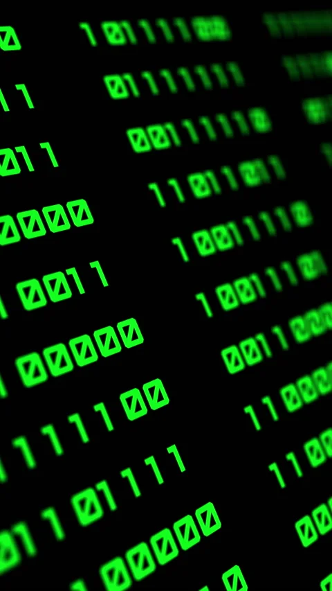 Binary code green digits move at black animation Stock Footage 233007168