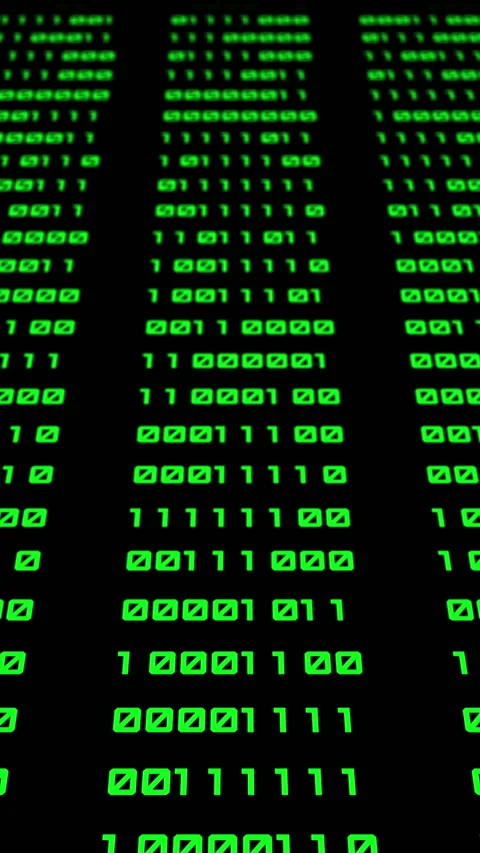 Binary code green digits move at black animation Stock Footage 233007422